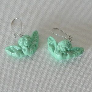 Cute Mint Green Cherub/Angel Drop Earrings